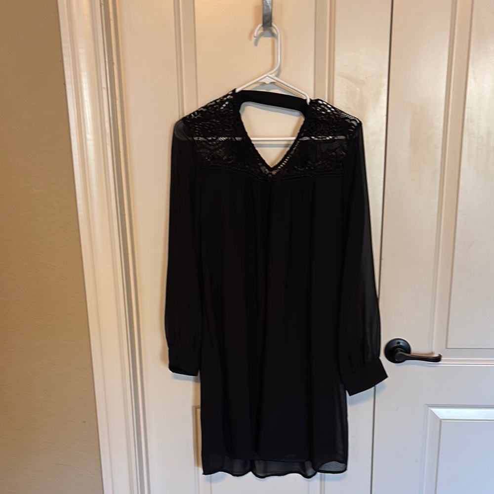 Luxology Black Mini Dress with Lace Detail